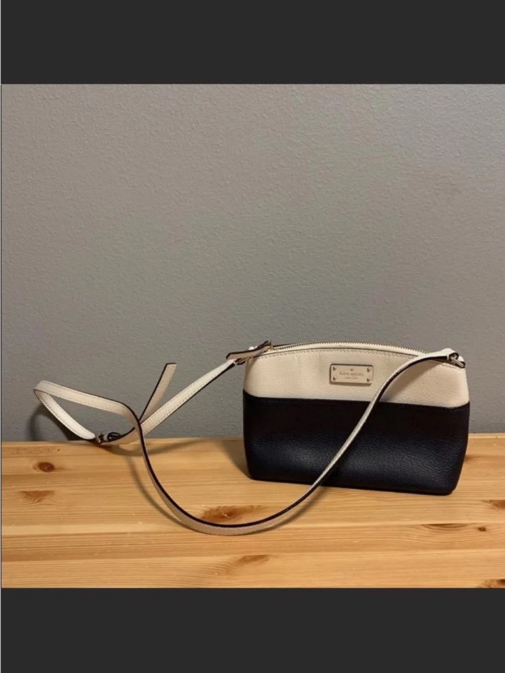 kate spade Two-Tone Pebbled Leather Crossbody in Cream and Black